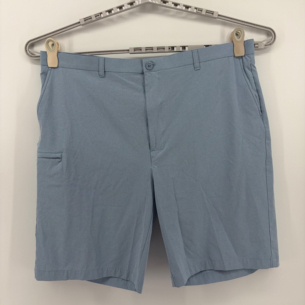 Roundtree & Yorke Mens 44 Blue Performance Shorts Stretch Golf Tech Flat Front